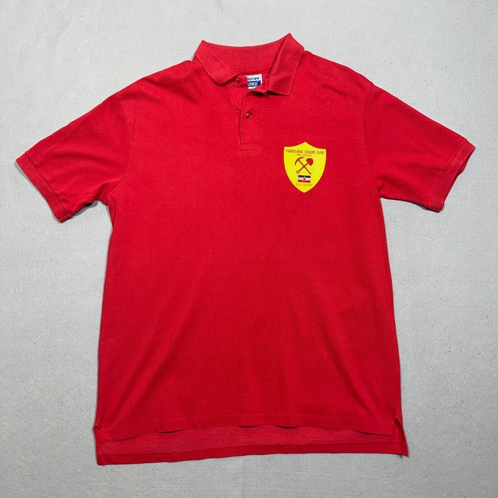 Hanes Yugoslavia‎ Escape Club Men XL Regular Red Polo Shirt Belgrade Vintage 80s